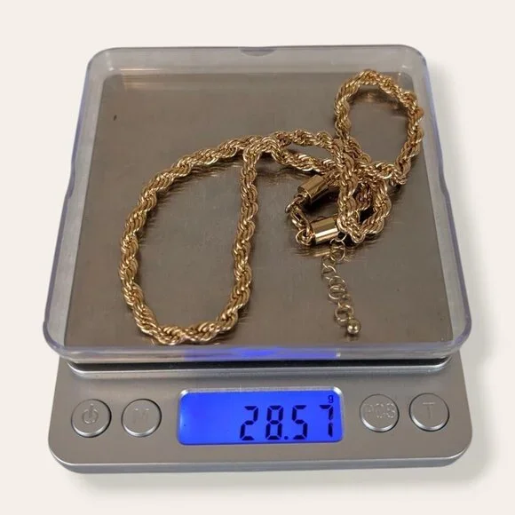 V. Gold Tone Rope Chain Necklace - Picture 5 of 5